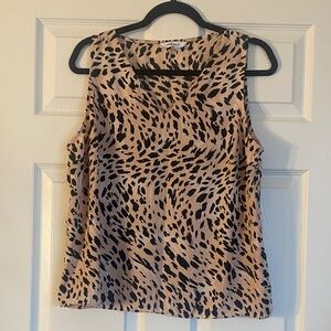 Nine West Animal Print Sleeveless Top - Black and Tan